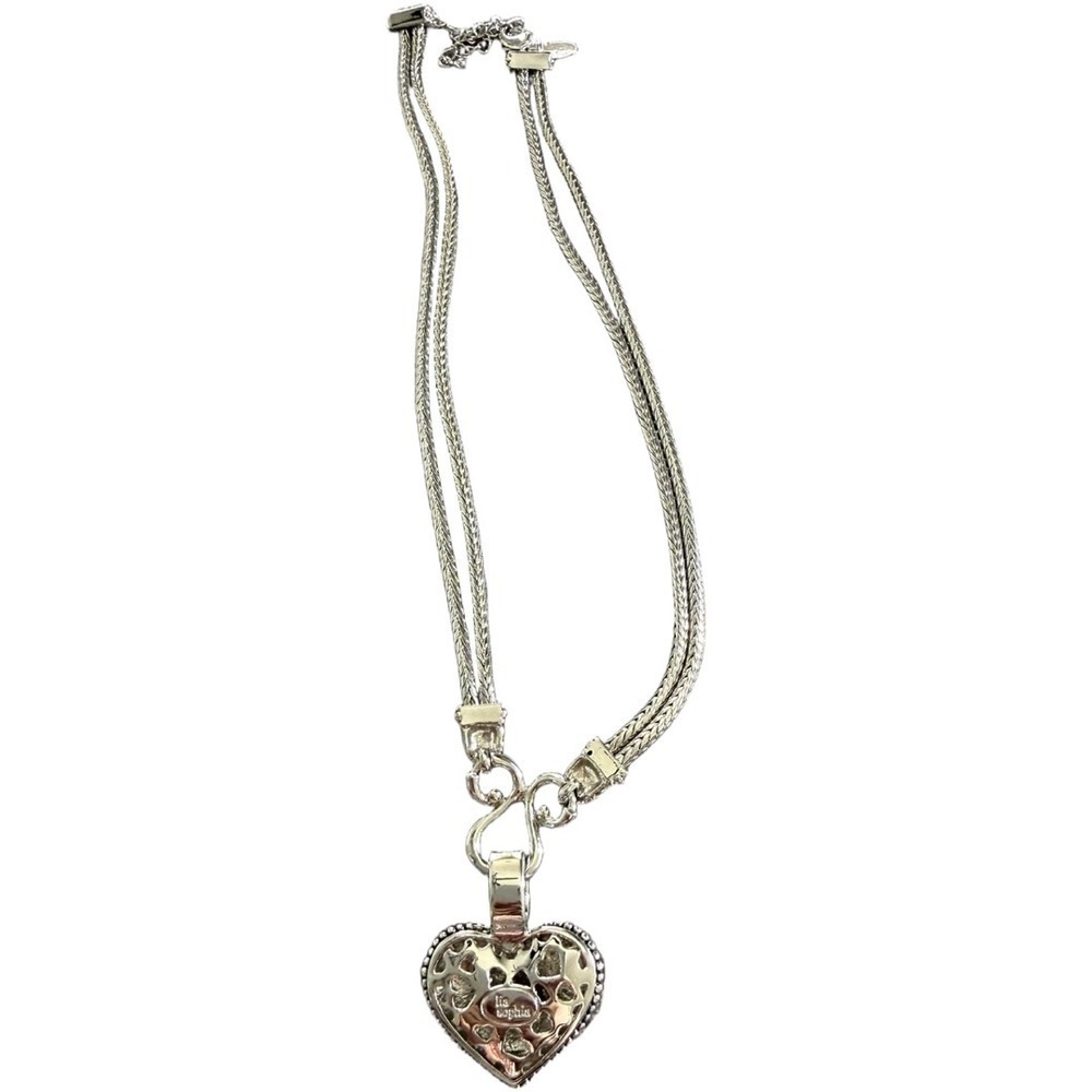 Lia Sophia "Love Dust" Cut Crystal Heart Pendant Pave Silver Tone Necklace - Picture 4 of 5
